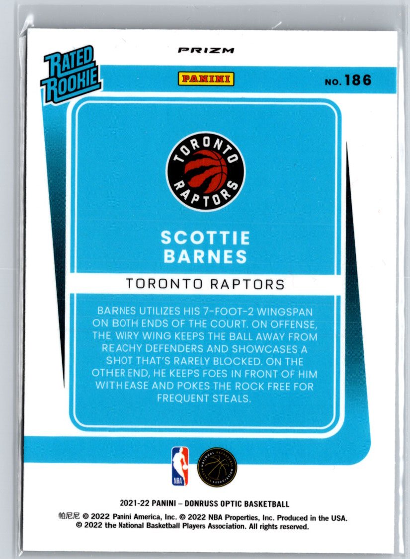 2021-22 Donruss Optic #186 Scottie Barnes Holo A27