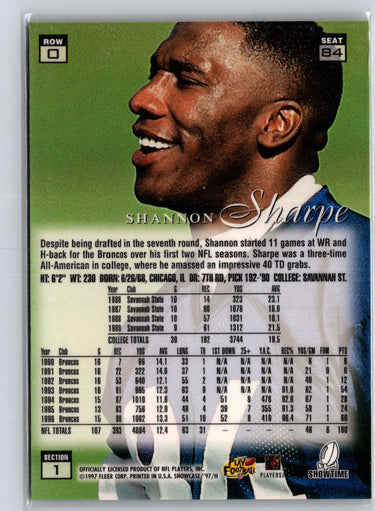 1997 Flair Showcase #84 Shannon Sharpe Flair Showcase Row 0 (Showcase) A27
