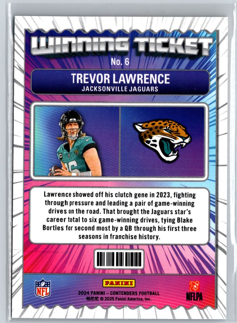 2024 Panini Contenders #6 Trevor Lawrence Winning Ticket Silver A27