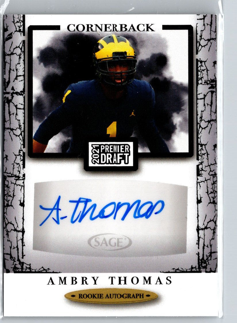 2021 SAGE Premier Draft #A9 Ambry Thomas Autographs Black A27