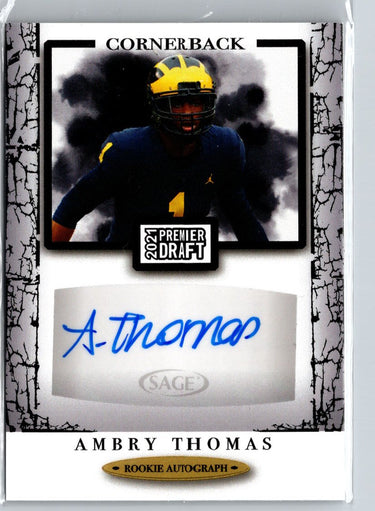 2021 SAGE Premier Draft #A9 Ambry Thomas Autographs Black A27