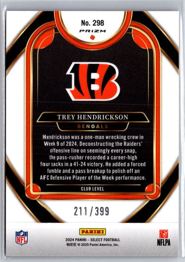2024 Panini Select #298 Trey Hendrickson Orange Prizm Shock #/399 A28