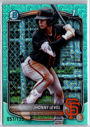 2025 Bowman Jhonny Level Chrome Aqua Shimmer Refractor #/125 A28