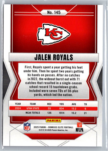 2025 Donruss Elite #145 Jalen Royals Lavender Pyramids #/649 A28