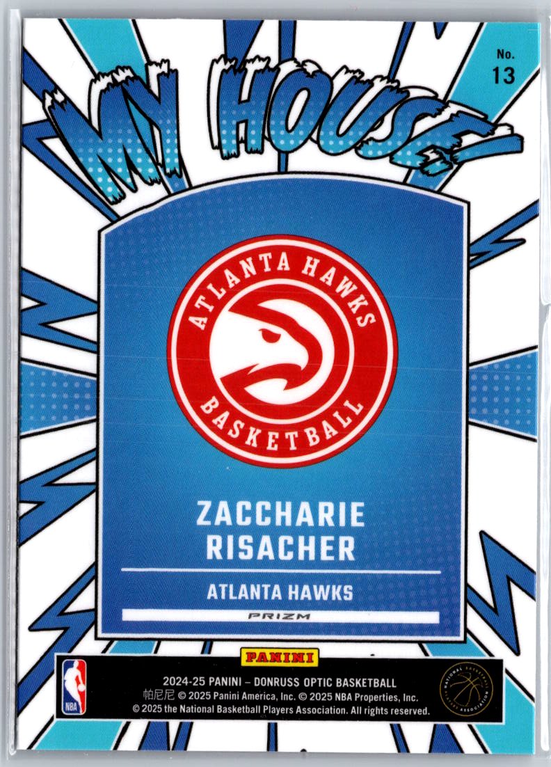 2024-25 Donruss Optic #13 Zaccharie Risacher My House Purple A28