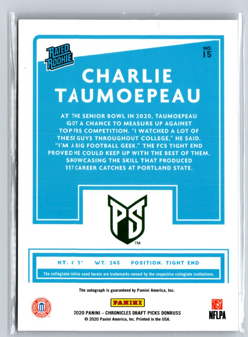 2020 Chronicles Draft Picks #15 Charlie Taumoepeau  Auto Signatures Red A29