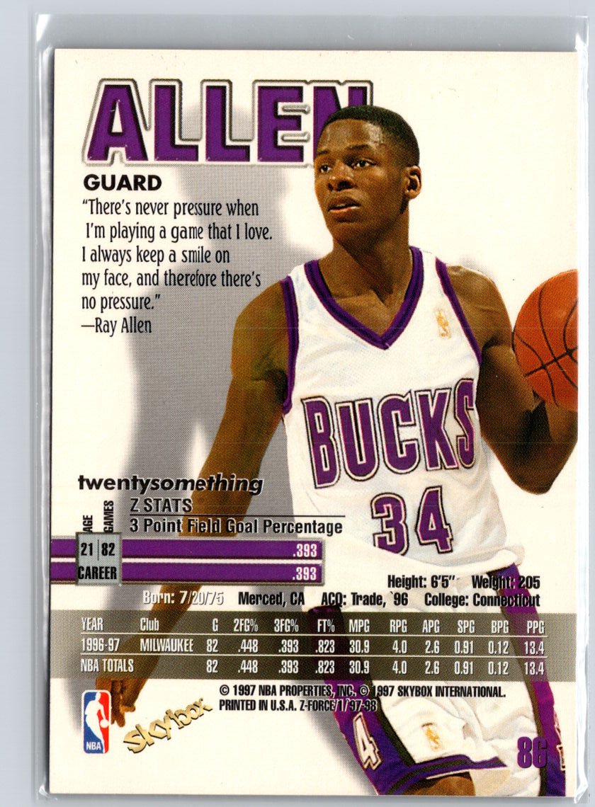 1997-98 SkyBox Z-Force #86 Ray Allen A29