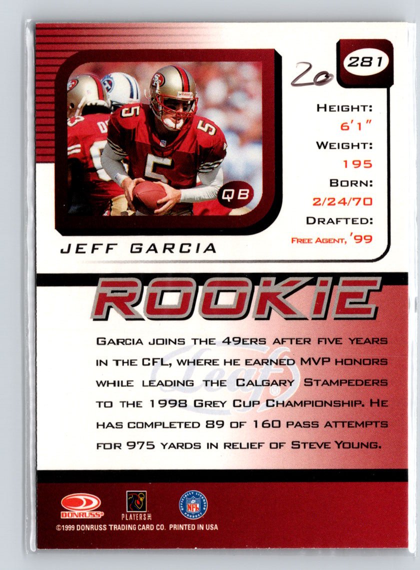 1999 Leaf Rookies & Stars #281 Jeff Garcia A30