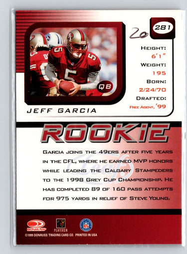 1999 Leaf Rookies & Stars #281 Jeff Garcia A30
