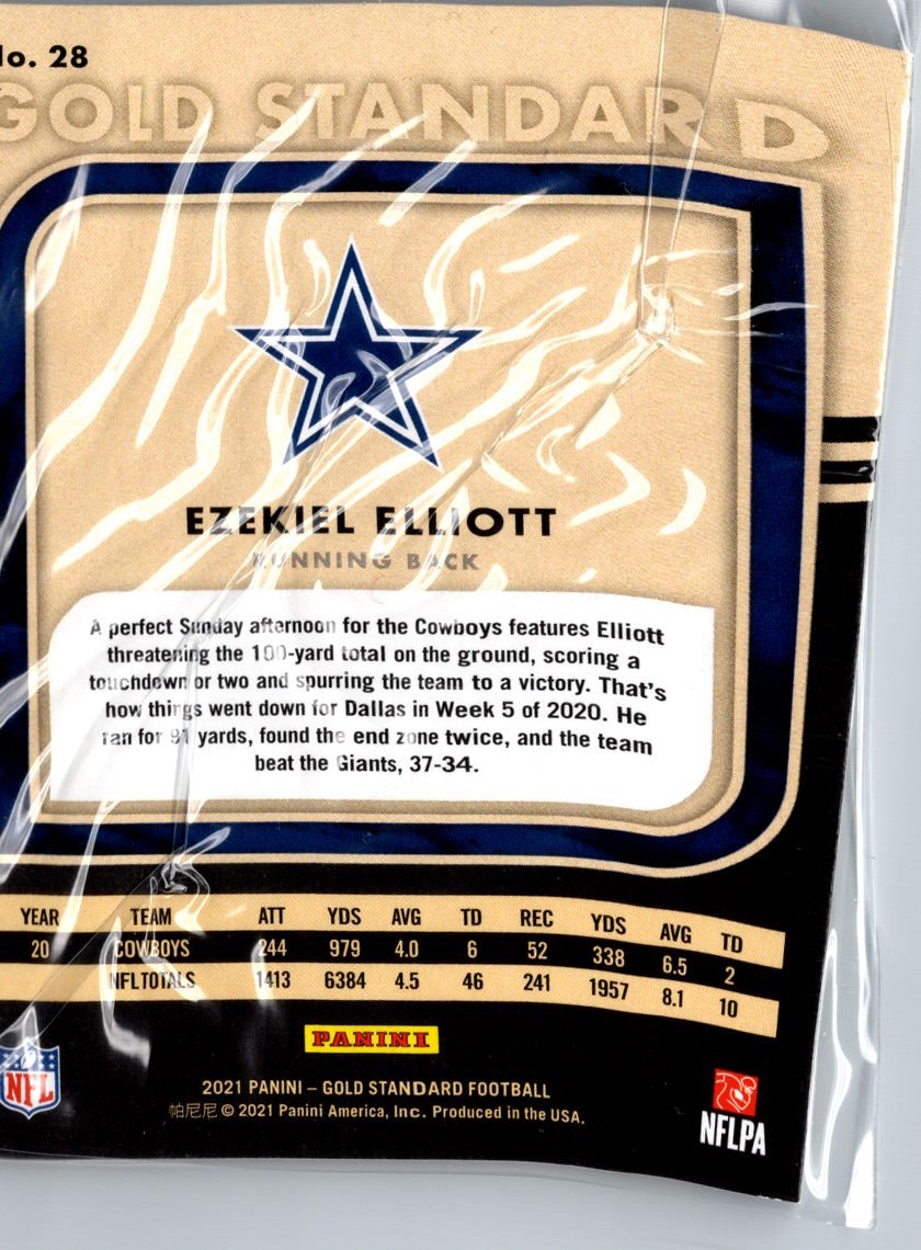 2021 Panini Gold Standard #28 Ezekiel Elliott White Gold #/49 A31