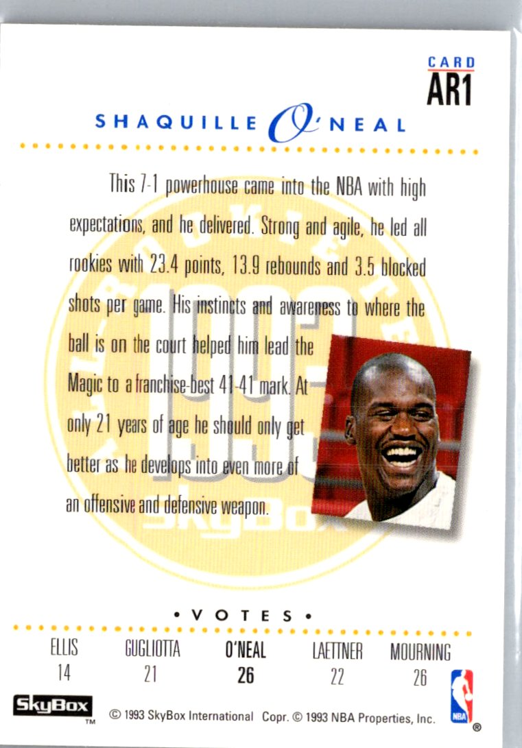 1993-94 SkyBox Premium #AR1 Shaquille O'Neal NBA All-Rookie Team A29