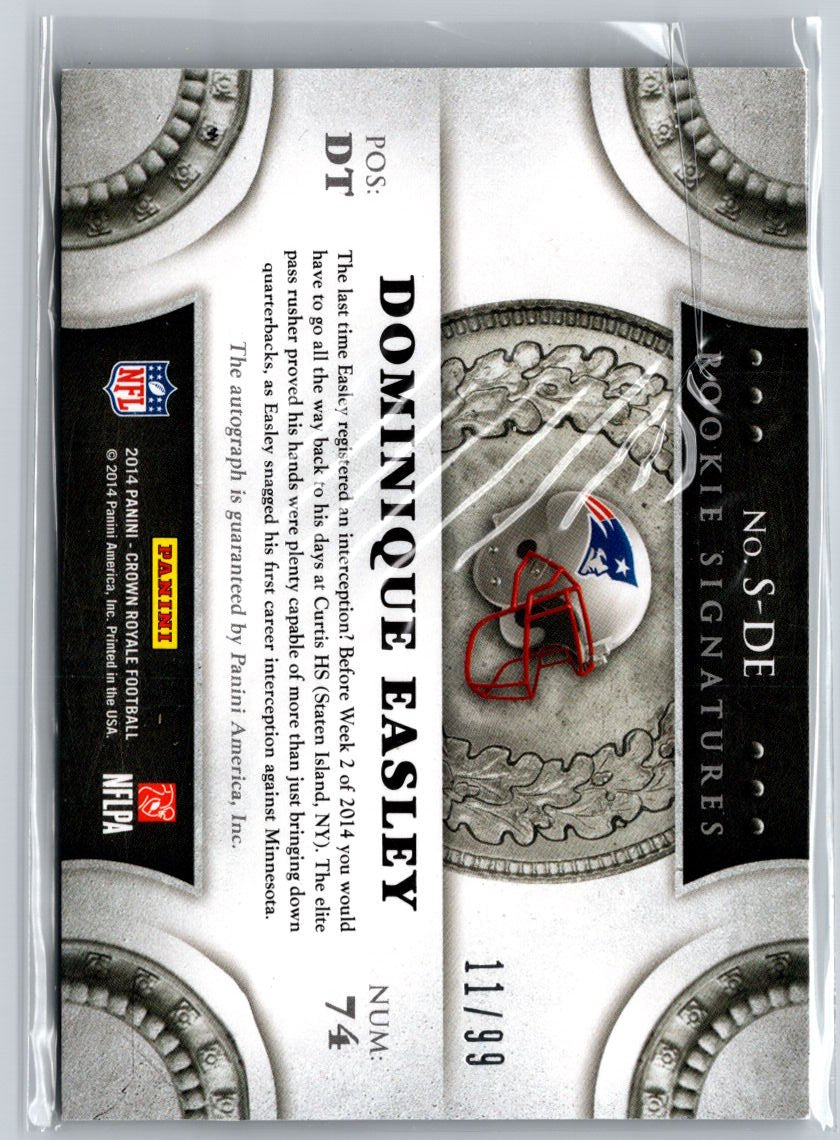 2014 Panini Crown Royale #S-DE Dominique Easley Auto /99 A31