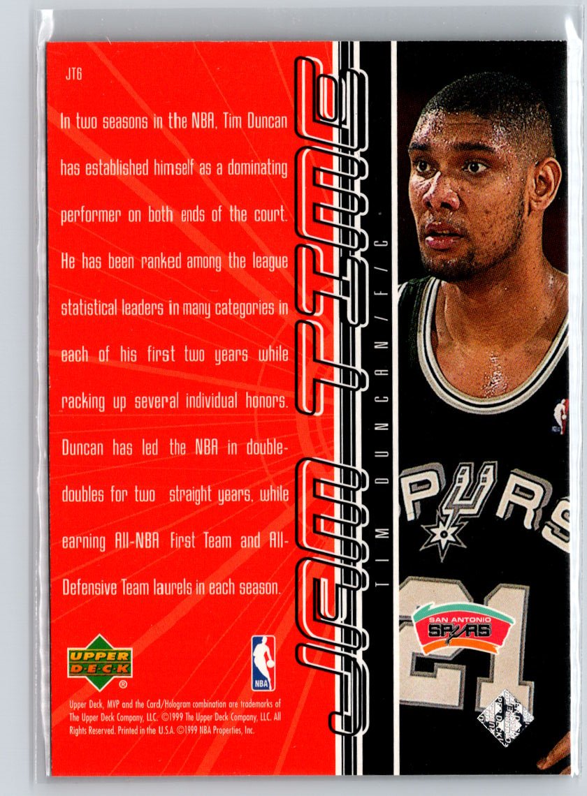 1999-00 Upper Deck MVP #JT6 Tim Duncan Jam Time A31