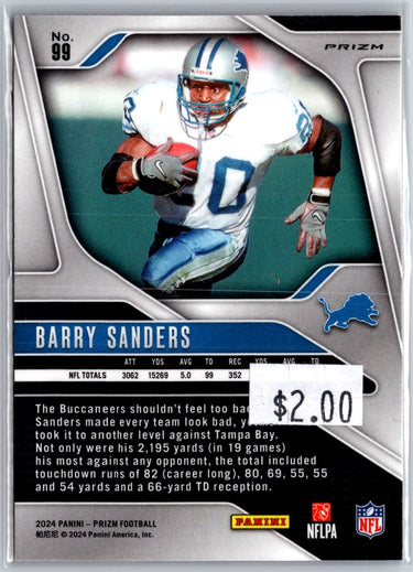 2024 Panini Prizm #99 Barry Sanders Orange Ice A29