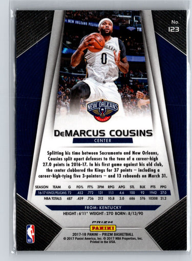2017-18 Panini Prizm #123 DeMarcus Cousins Prizms Red White and Blue A30