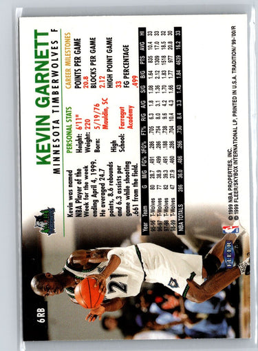 1999-00 Fleer Tradition #6RB Kevin Garnett Roundball Collection A31