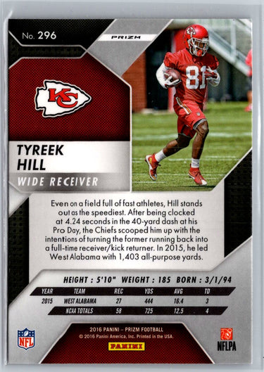 2016 Panini Prizm #296 Tyreek Hill Prizm A29