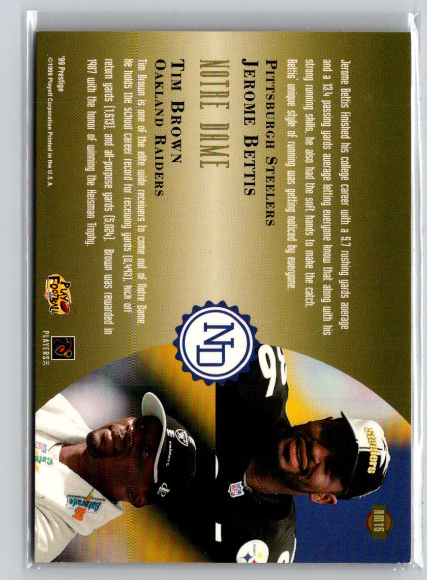1999 Playoff Prestige EXP #AM15 Jerome Bettis / Tim Brown Alma Maters B8