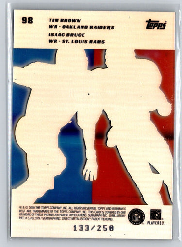 2000 Bowman's Best #98 Tim Brown / Isaac Bruce Acetate Parallel #/250 B13