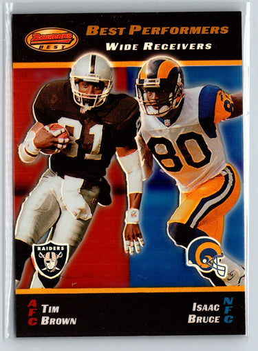 2000 Bowman's Best #98 Tim Brown / Isaac Bruce Acetate Parallel #/250 B13