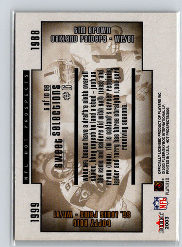 2003 Fleer Hot Prospects #6 SS Torry Holt / Tim Brown Sweet Selections B14
