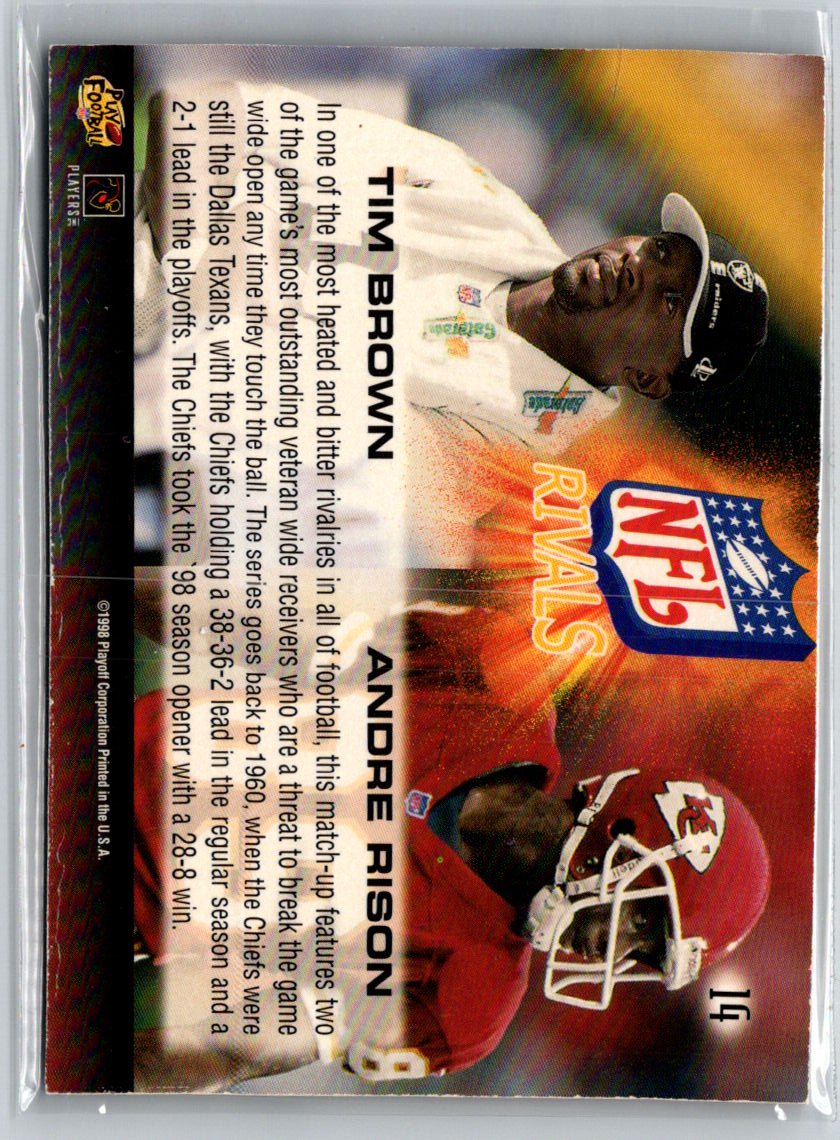 1998 Playoff Momentum SSD Hobby #14 Tim Brown / Andre Rison NFL Rivals Gold B15