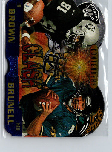 1997 Playoff Contenders #9 Tim Brown / Mark Brunell Clash Blue B16