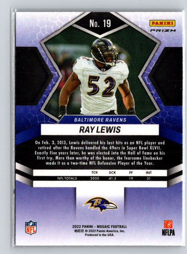 2022 Panini Mosaic #19 Ray Lewis Mosaic Green C1