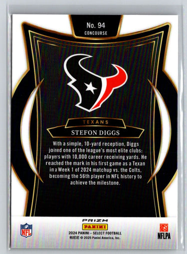 2024 Panini Select #94 Stefon Diggs Red & Yellow Prizm Shock C1