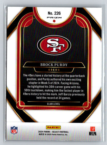 2024 Panini Select #226 Brock Purdy Silver Prizm C1