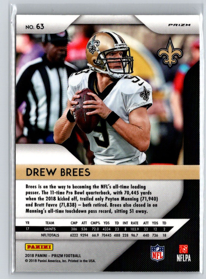 2018 Panini Prizm #63 Drew Brees Prizm Red White and Blue C1