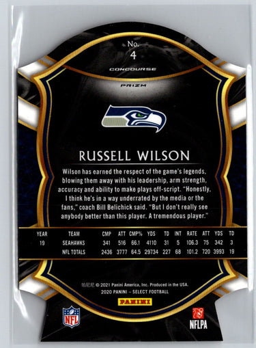 2020 Panini Select #4 Russell Wilson Red Prizm Die Cut C1