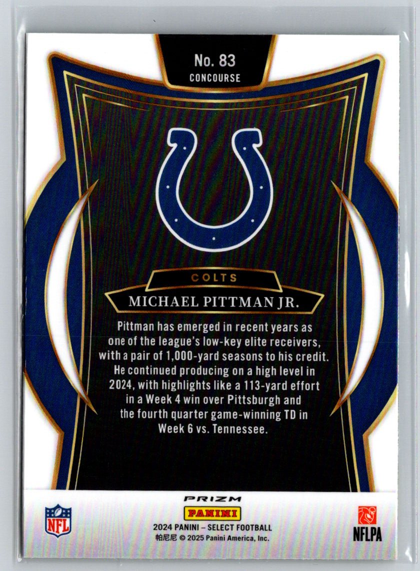 2024 Panini Select #83 Michael Pittman Jr. Green & Yellow Prizm Shock C1