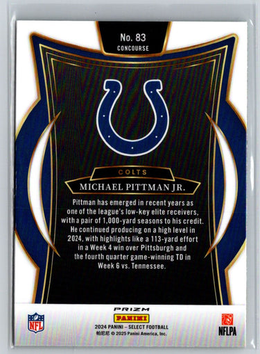 2024 Panini Select #83 Michael Pittman Jr. Green & Yellow Prizm Shock C1