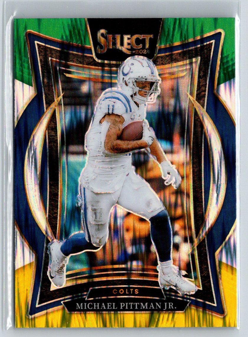2024 Panini Select #83 Michael Pittman Jr. Green & Yellow Prizm Shock C1