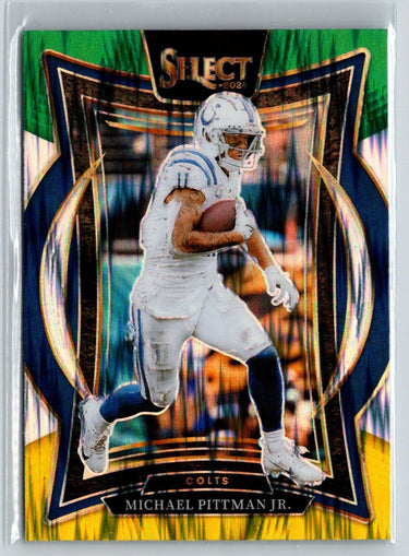2024 Panini Select #83 Michael Pittman Jr. Green & Yellow Prizm Shock C1