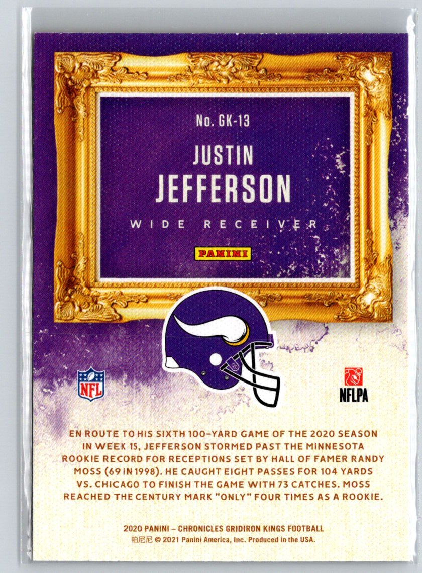 2020 Panini Chronicles #GK-13 Justin Jefferson Gridiron Kings Green C2