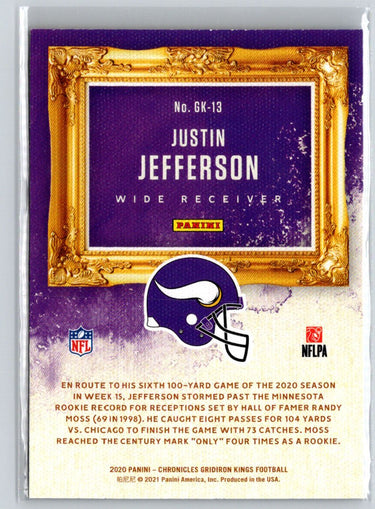 2020 Panini Chronicles #GK-13 Justin Jefferson Gridiron Kings Green C2