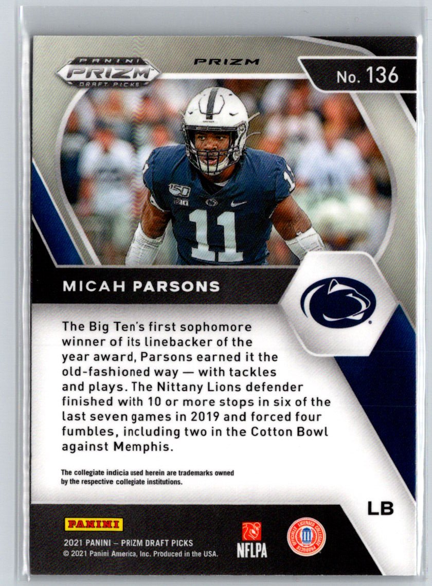 2021 Panini Prizm Draft Picks #136 Micah Parsons Red White and Blue C2