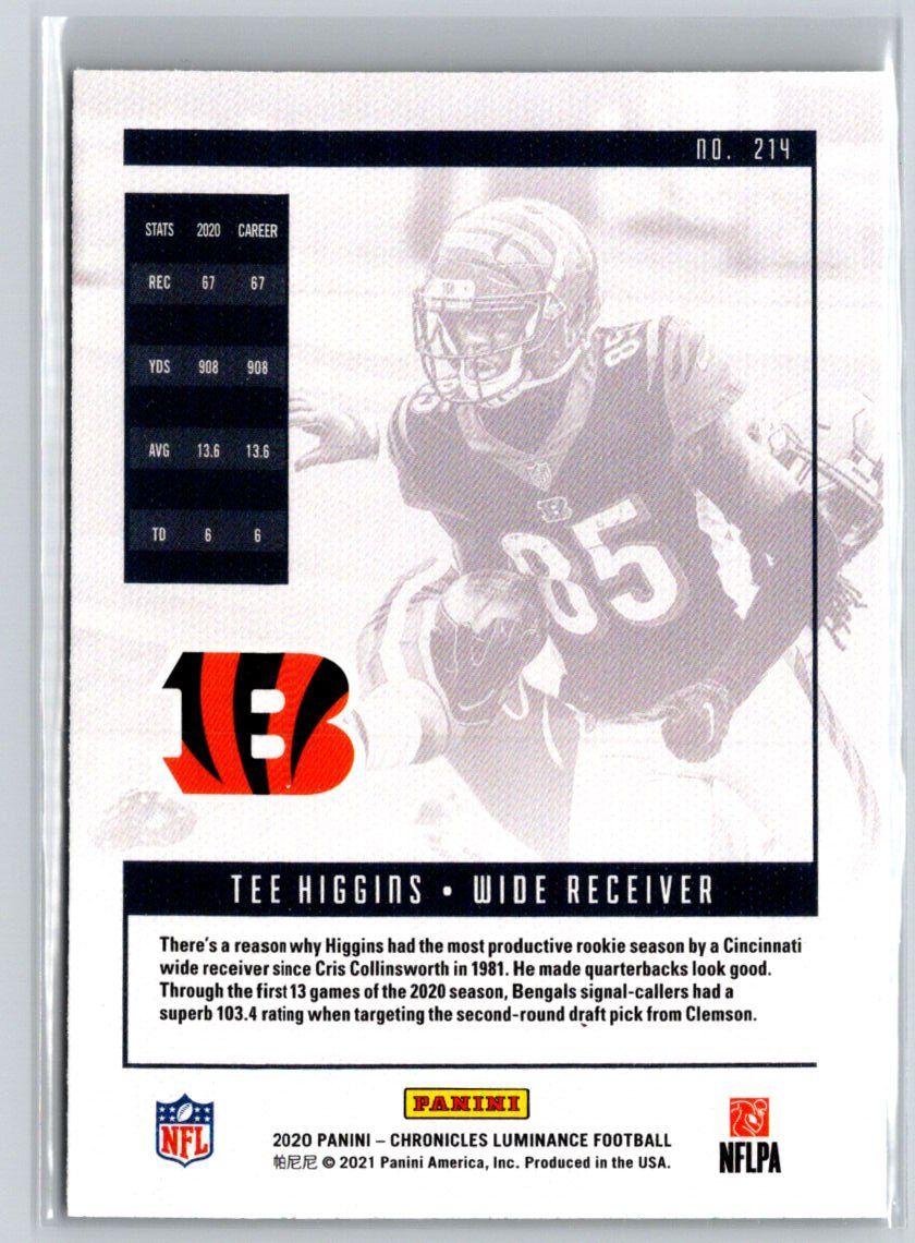 2020 Panini Chronicles #214 Tee Higgins Luminance Update Rookies C2