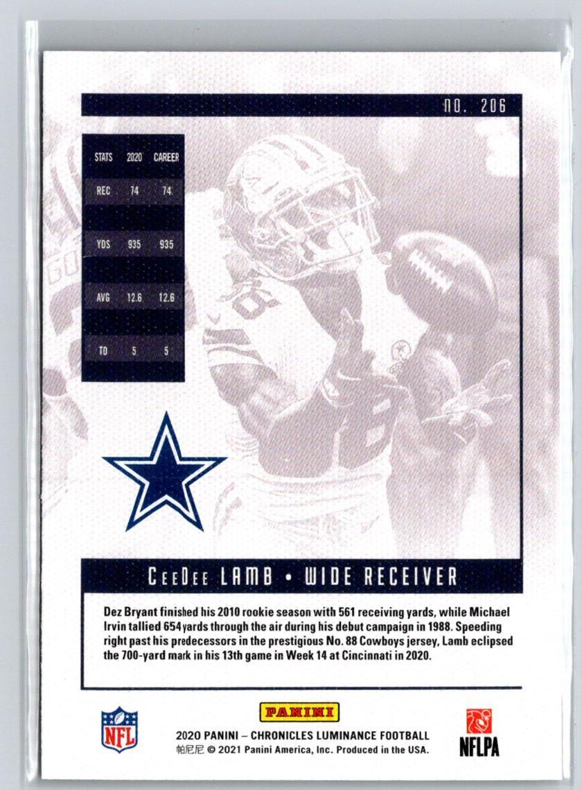 2020 Panini Chronicles #206 CeeDee Lamb Luminance Update Rookies C2