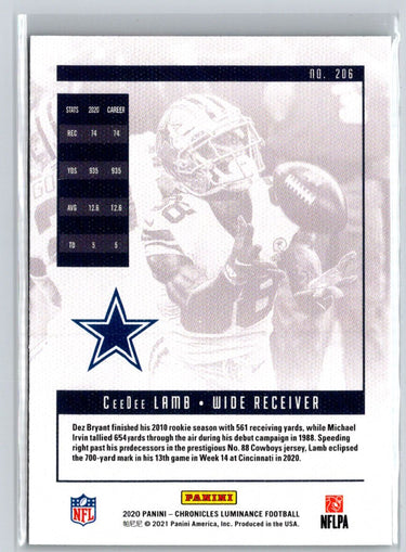 2020 Panini Chronicles #206 CeeDee Lamb Luminance Update Rookies C2