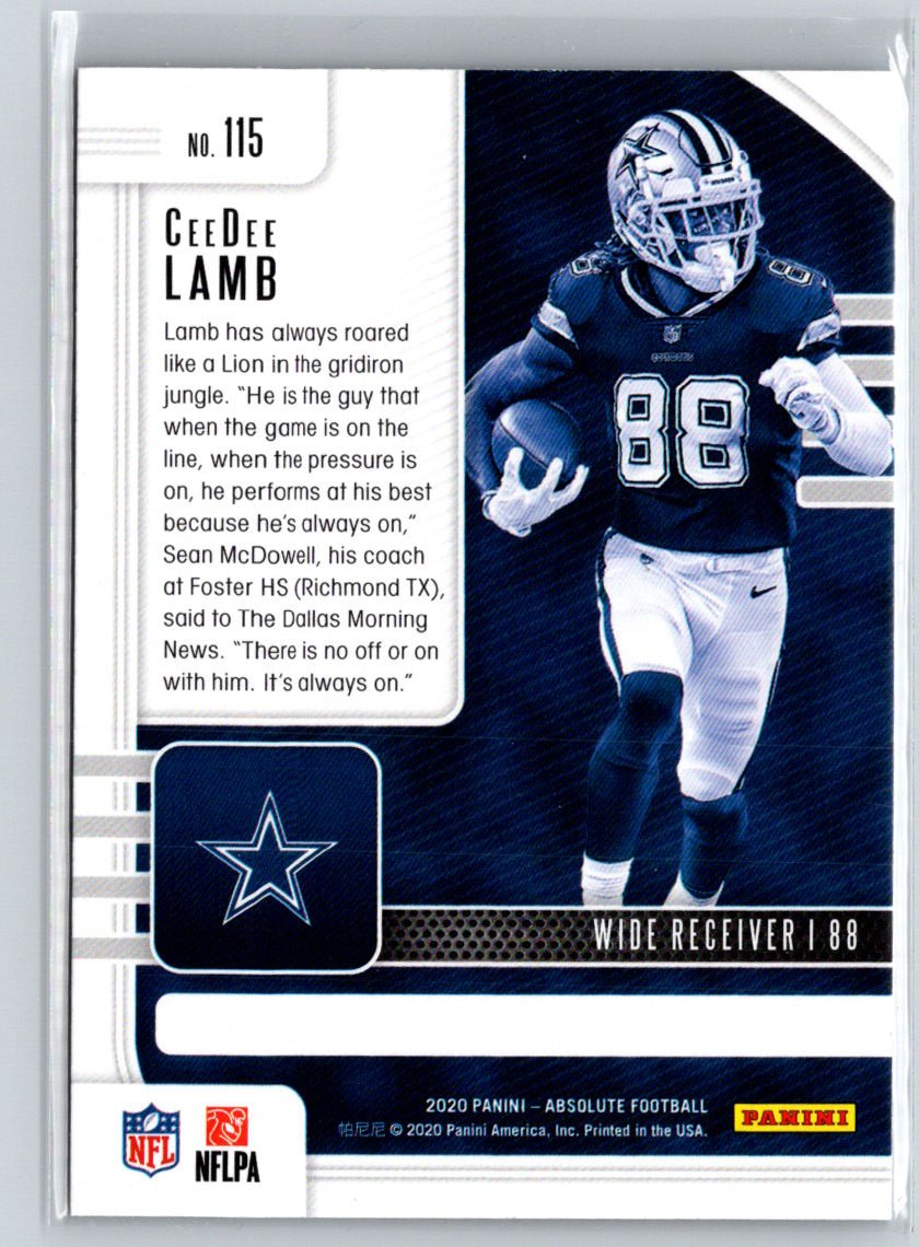 2020 Panini Absolute #115 CeeDee Lamb Retail C2