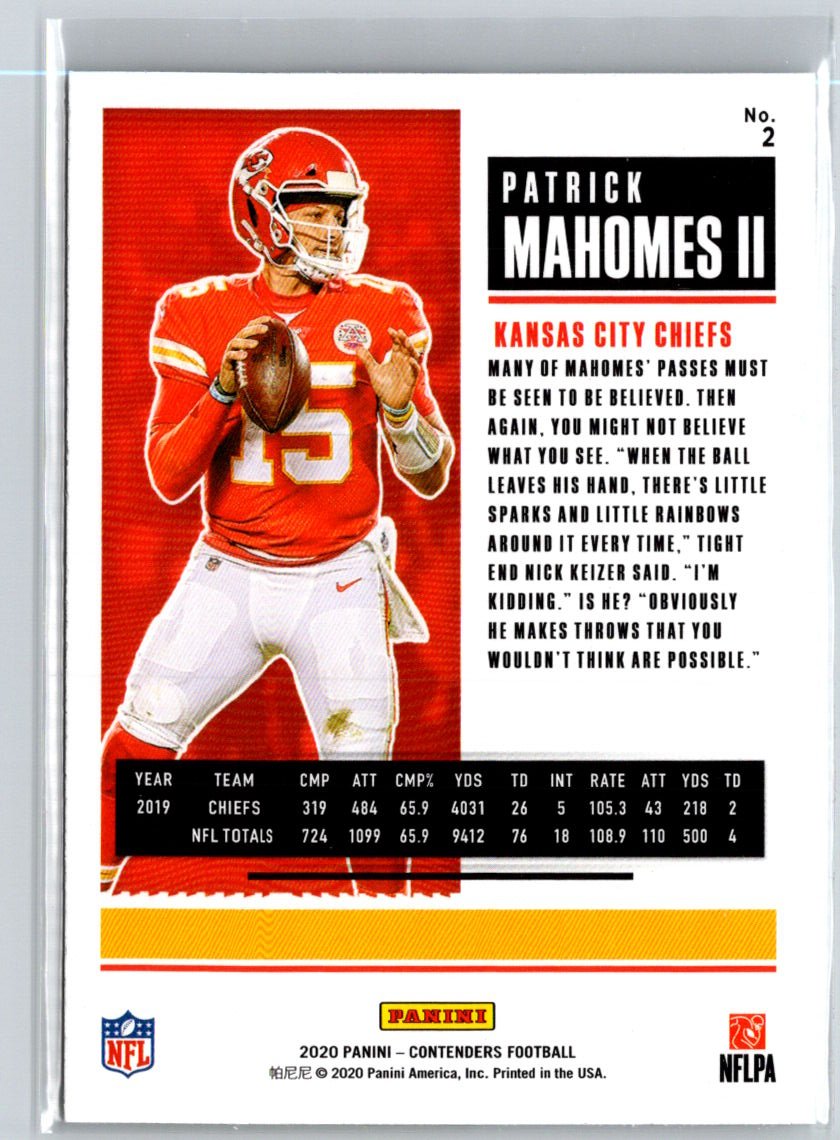 2020 Panini Contenders #2 Patrick Mahomes II C2