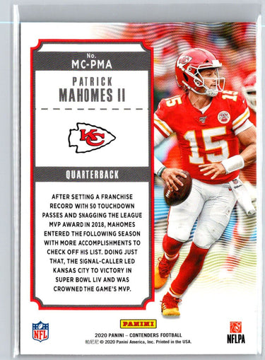 2020 Panini Contenders #MC-PMA Patrick Mahomes MVP Contenders C2