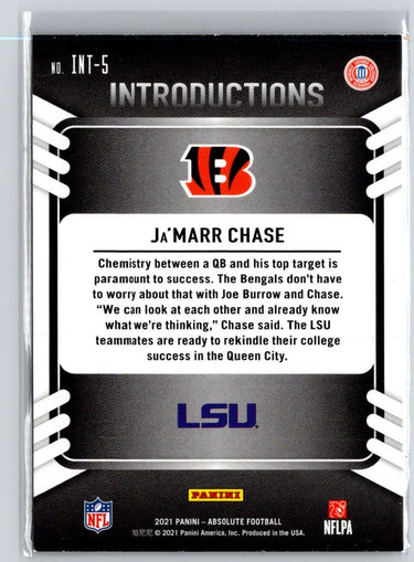 2021 Panini Absolute #INT-5 Ja'Marr Chase Introductions C2