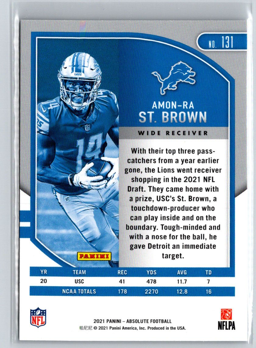 2021 Panini Absolute #131 Amon-Ra St. Brown Green C3
