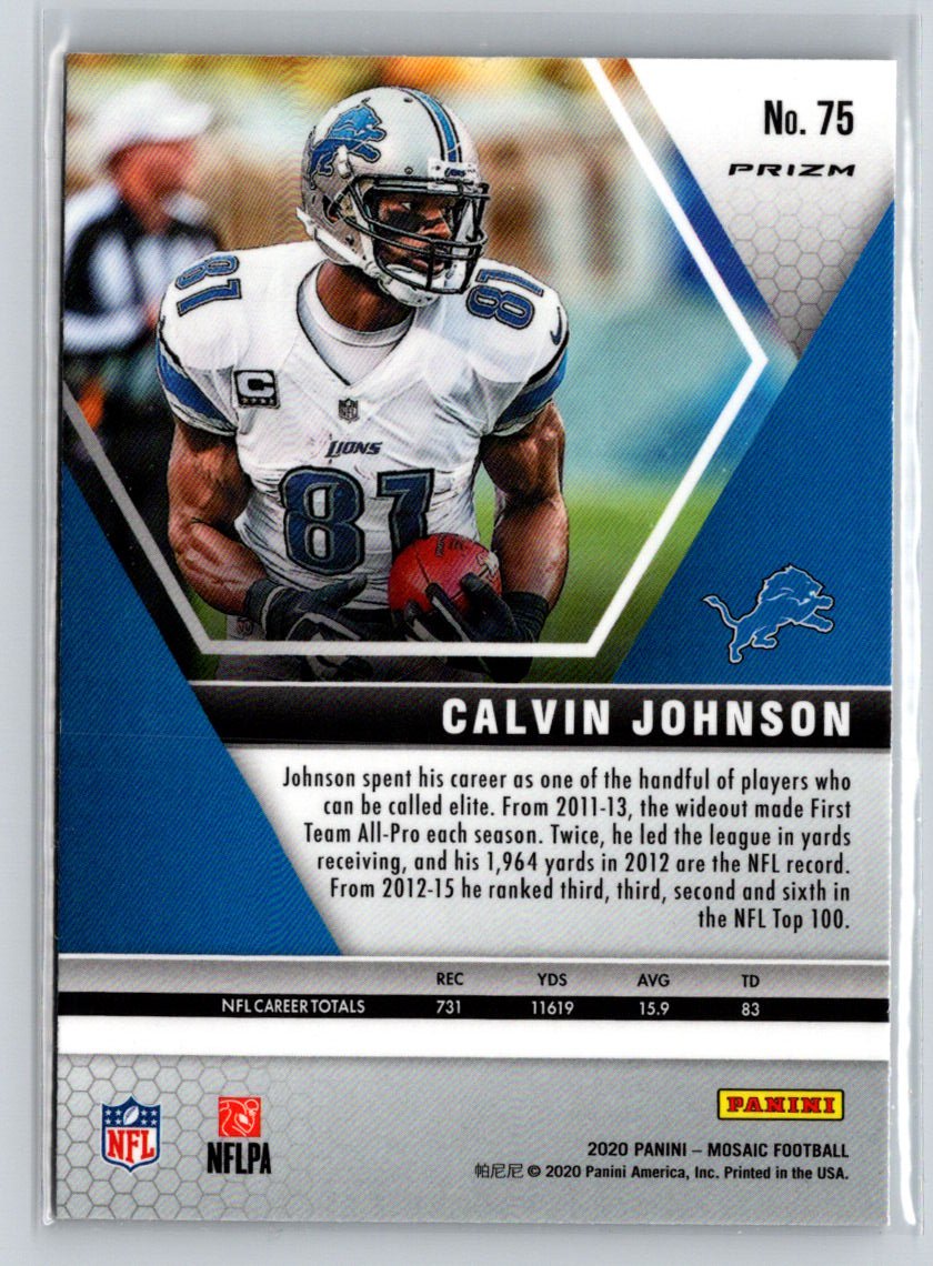 2020 Panini Mosaic #75 Calvin Johnson Prizm Reactive Green C3