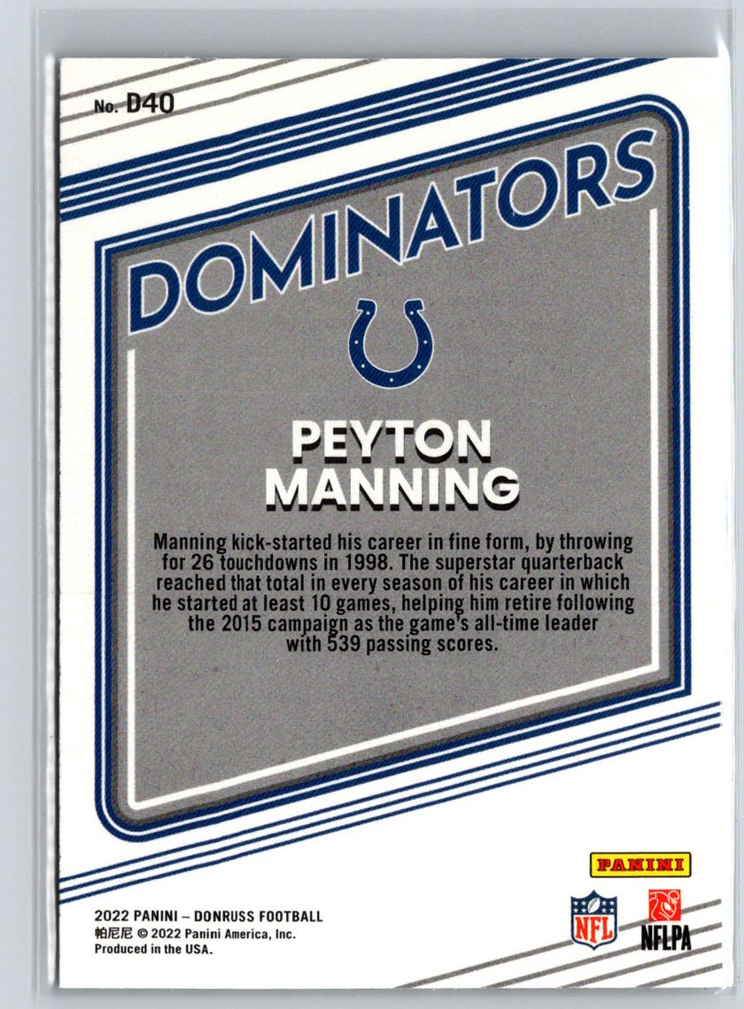2022 Donruss #D40 Peyton Manning Dominators C3