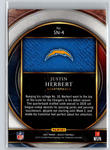 2021 Panini Select #SN-4 Justin Herbert Select Numbers C3